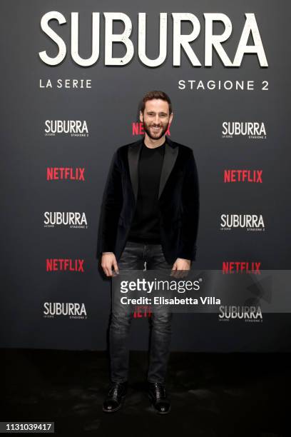 Jacopo Venturiero attends the after party for Netflix "Suburra" The Series, season 2 launch at Circolo Degli Illuminati on February 20, 2019 in Rome,...