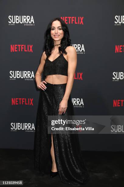 Cristina Pelliccia attends the after party for Netflix "Suburra" The Series, season 2 launch at Circolo Degli Illuminati on February 20, 2019 in...