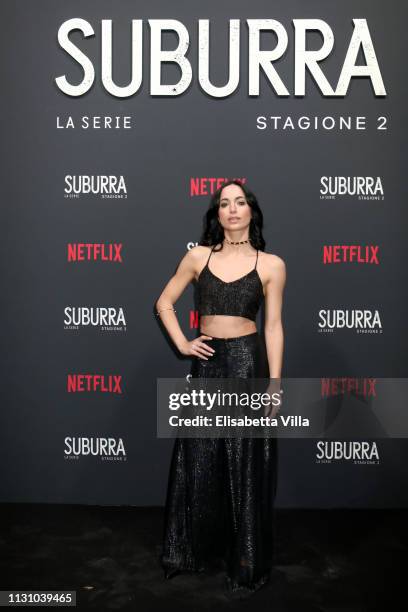 Cristina Pelliccia attends the after party for Netflix "Suburra" The Series, season 2 launch at Circolo Degli Illuminati on February 20, 2019 in...