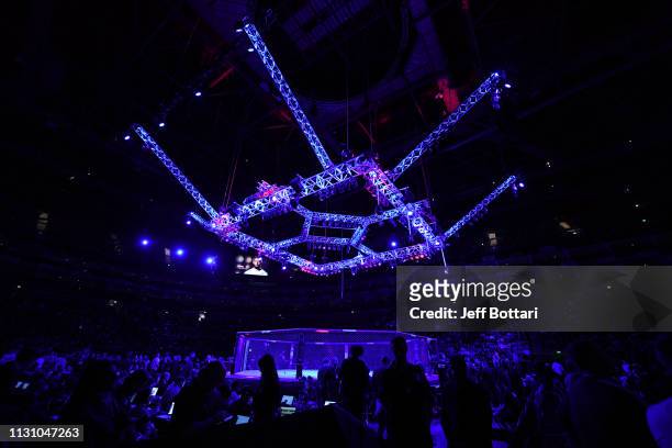 General view of the Octagon during the UFC Fight Night event at The O2 Arena on March 16, 2019 in London, England.