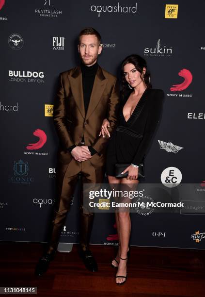 Calvin Harris and Aarika Wolf attend the Sony Music BRIT awards after party at aqua shard on February 20, 2019 in London, England.