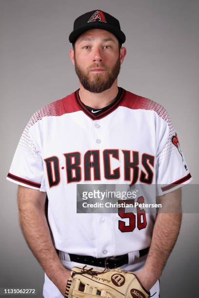 Pitcher Greg Holland of the Arizona Diamondbacks poses for a portrait during photo day at Salt River Fields at Talking Stick on February 20, 2019 in...