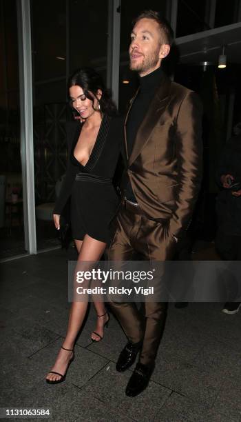 Aarika Wolf and Calvin Harris seen attending the Sony Music BRITS 2019 After Party at The Shard on February 20, 2019 in London, England.