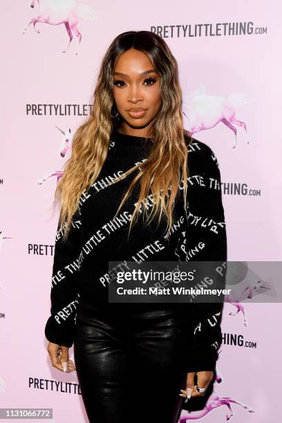 Malika Haqq attends the PrettyLittleThing LA Office Opening Party on February 20, 2019 in Los Angeles, California.