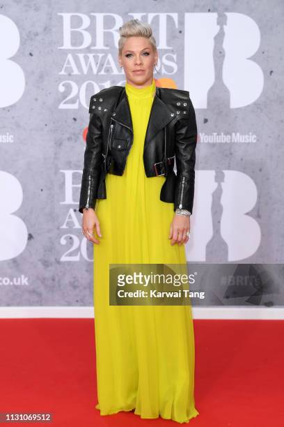 Pink attends The BRIT Awards 2019 held at The O2 Arena on February 20, 2019 in London, England.
