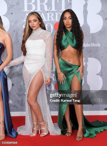 Jade Thirlwall and Leigh-Anne Pinnock attend The BRIT Awards 2019 held at The O2 Arena on February 20, 2019 in London, England.