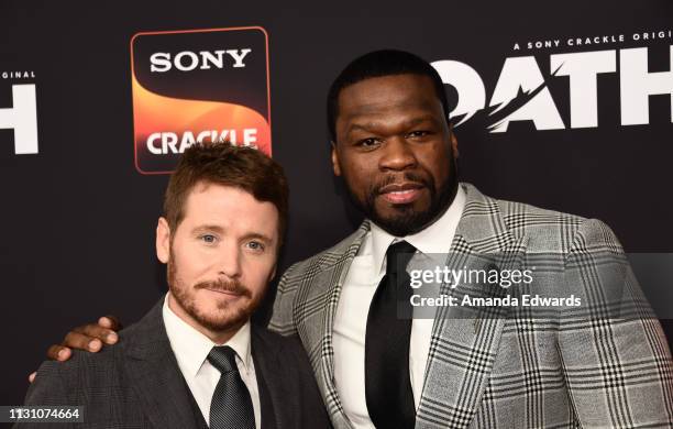 Kevin Connolly and Curtis "50 Cent" Jackson arrive at Sony Crackle's "The Oath" Season 2 exclusive screening event at Paloma on February 20, 2019 in...