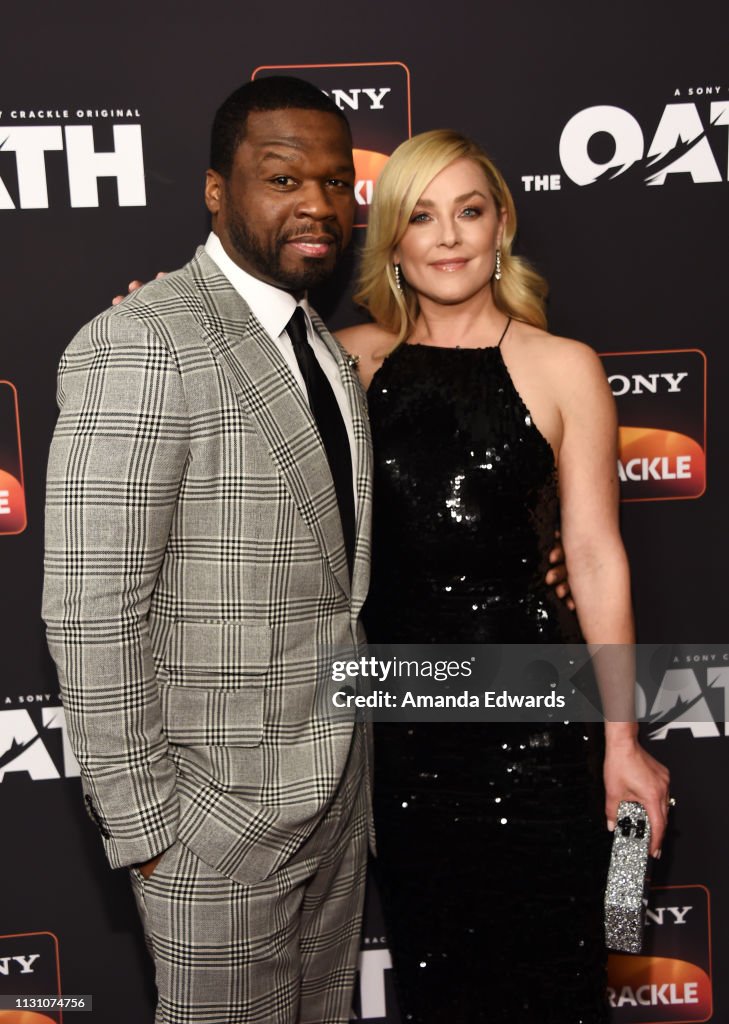 Curtis "50 Cent" Jackson and Elisabeth Rohm arrive at Sony Crackle's