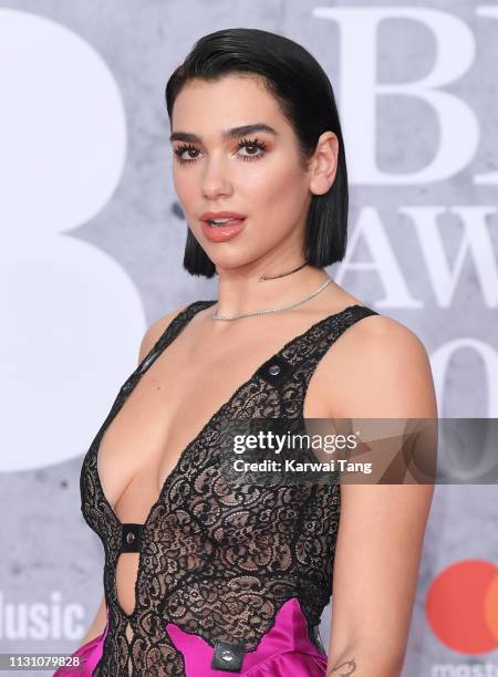 Dua Lipa attends The BRIT Awards 2019 held at The O2 Arena on February 20, 2019 in London, England.