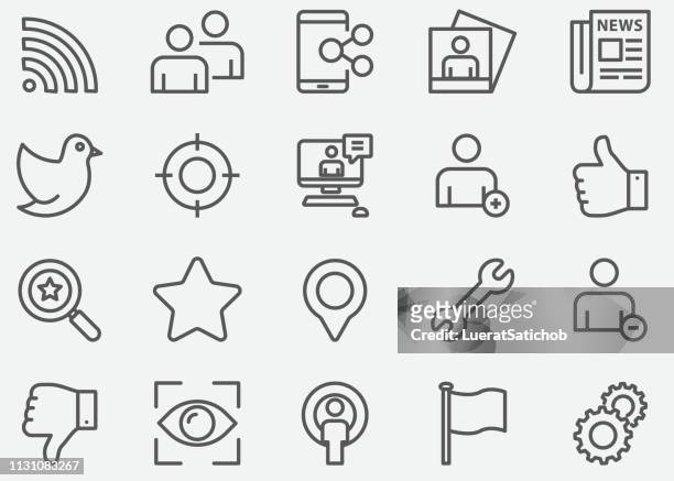 social network line icons - social media symbol stock-grafiken, -clipart, -cartoons und -symbole