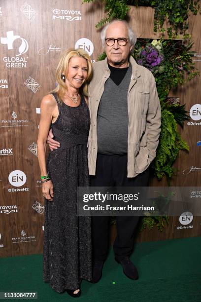 Jayni Chase and Chevy Chase attend the Global Green 2019 Pre-Oscar Gala at Four Seasons Hotel Los Angeles at Beverly Hills on February 20, 2019 in...