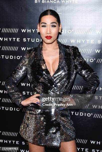 Gia Gunn attends Fashion Designer Bianca Whyte's Launch Of Her London-Based Fashion Label Whyte Studio At Topshop at TopShop on February 20, 2019 in...