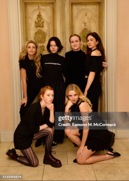 Tamsin Egerton, Jessamine-Bliss Bell, Jaclyn Bethany, Lucy Chappell, Lily Newmark and Greta Bellamacina in company photocall ahead of the premiere of...