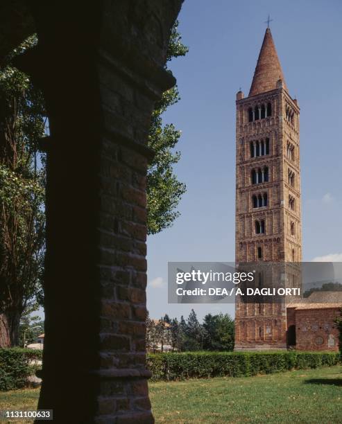 The bell tower of the Pomposa Abbey, Codigoro , Emilia-Romagna, Italy, 9th century.