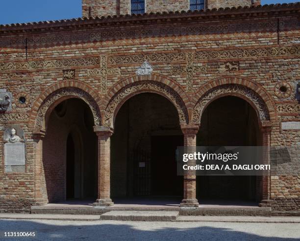 Detail of the atrium of the Pomposa Abbey, Codigoro , Emilia-Romagna, Italy, 9th century.