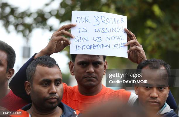 People gather hoping to find out information about Zakaria Bhuiyan who is still missing after the mosques shootings in Christchurch on March 17 two...