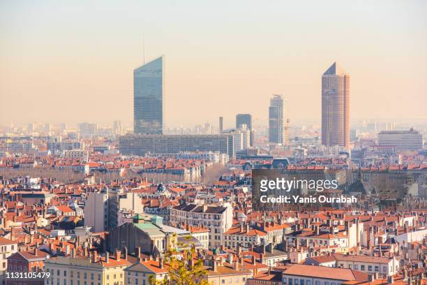 panorama lyon city, france - ville moyenne stockfoto's en -beelden