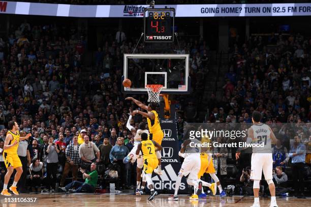 Paul Millsap of the Denver Nuggets shoots the game-winning shot against the Indiana Pacers on March 16, 2019 at the Pepsi Center in Denver, Colorado....