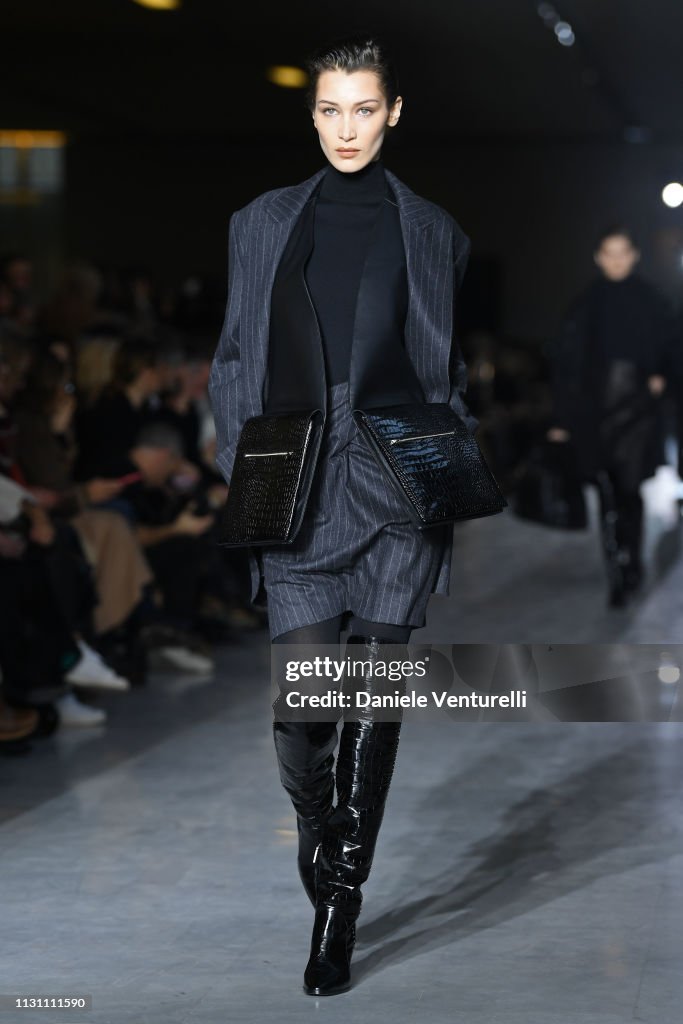 Bella Hadid walks the runway at the Max Mara show at Milan Fashion ...