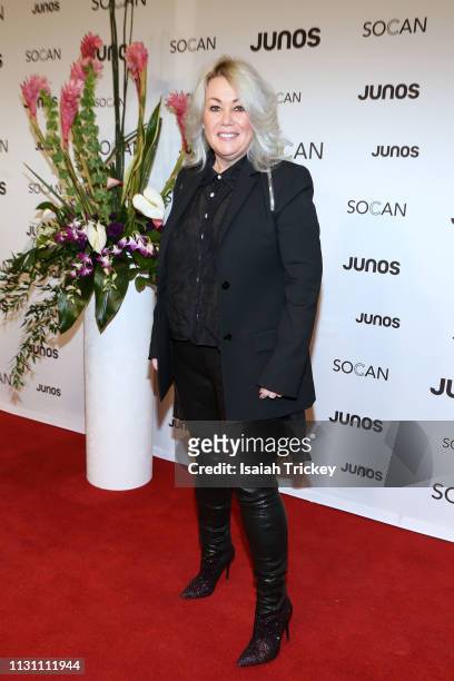Jann Arden arrives on the red carpet for the 2019 Juno Gala Dinner and Awards at the London Convention Centre on March 16, 2019 in London, Canada.