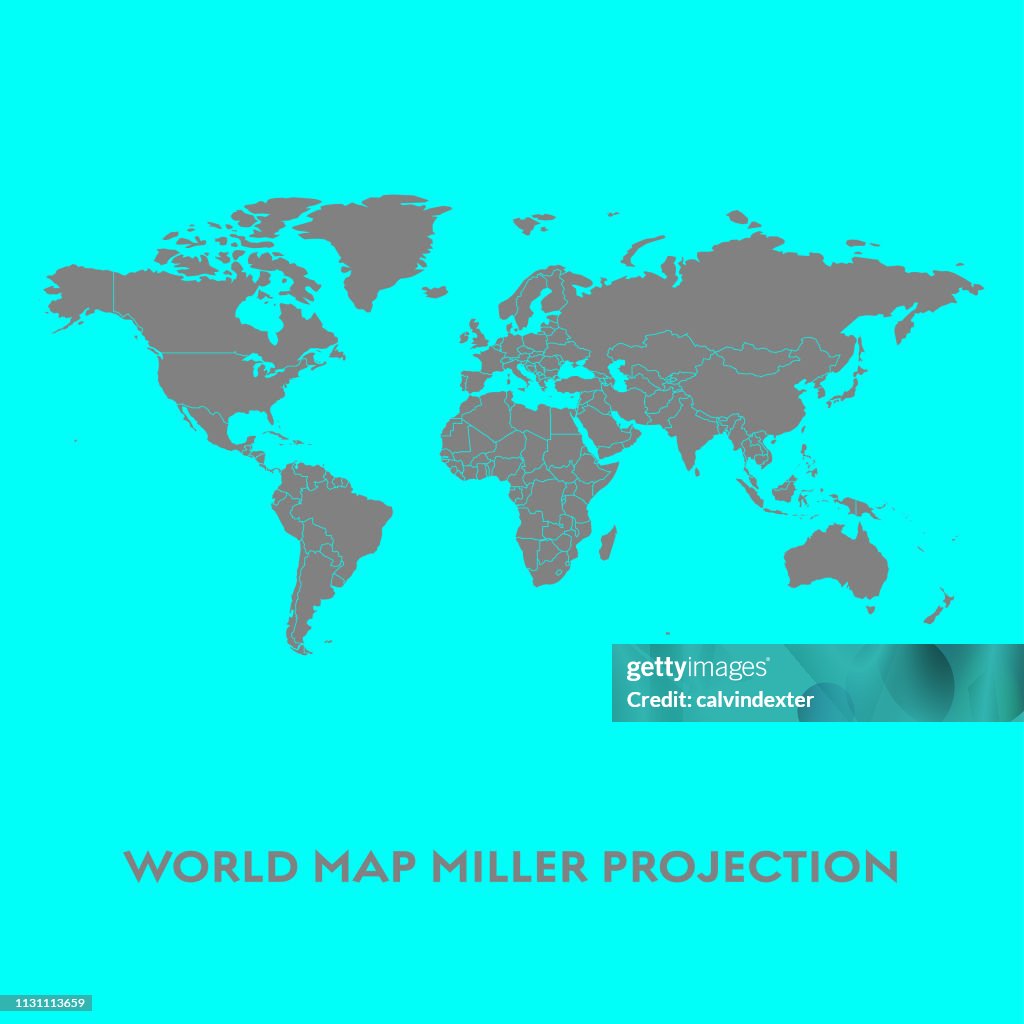 World map Miller projection