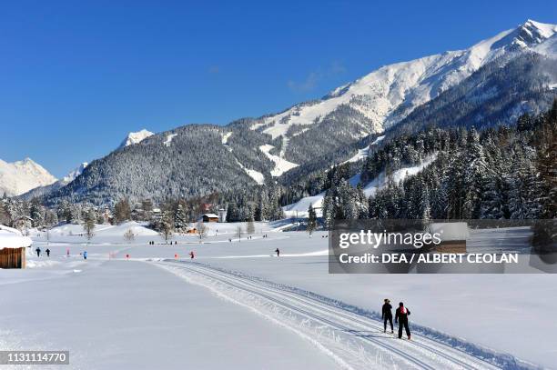 Cross-country skiing trails near Seefeld, Tyrol, Austria.