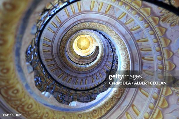 Elliptical staircase between the church and library, Benedictine Abbey of Melk, Wachau Cultural Landscape , Austria, 18th century.