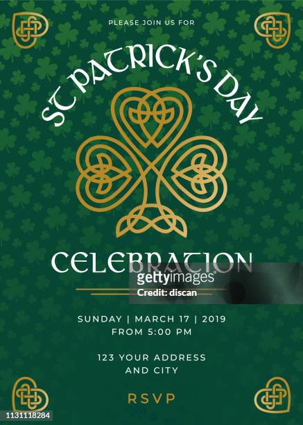 st. patrick's day special party invitation template - st patricks day stock illustrations