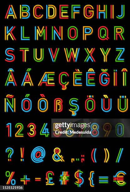 alphabet numbers vector - fun type stock illustrations
