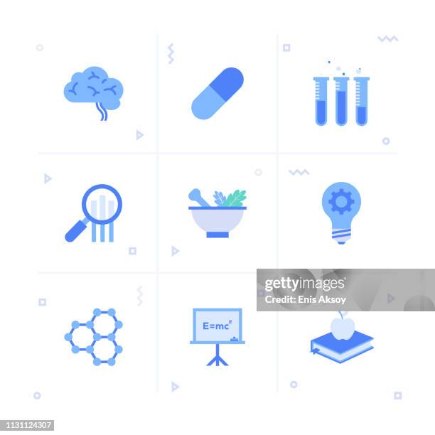 science icon set - changing lightbulb stock illustrations