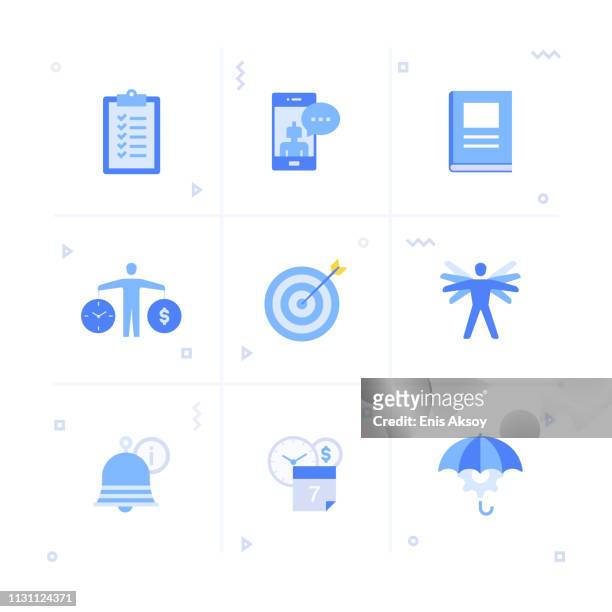 time management icon set - virtual assistant stock illustrations