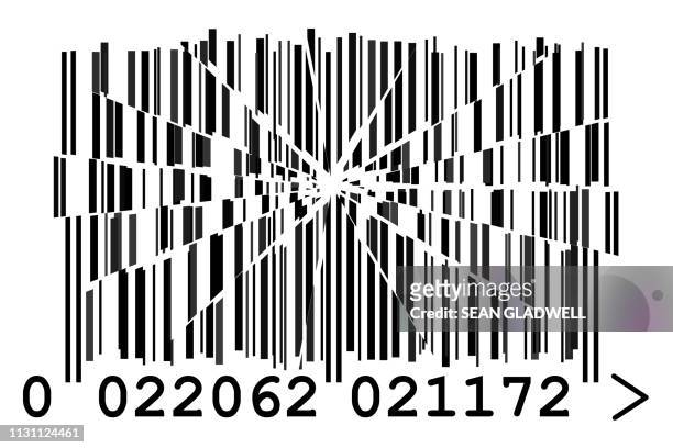 cracked barcode - bar code fotografías e imágenes de stock