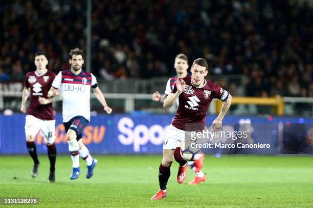 Andrea Belotti of Torino FC in action during the Serie A football match between Torino Fc and Bologna Fc. Bologna Fc wins 3-2 over Torino Fc.