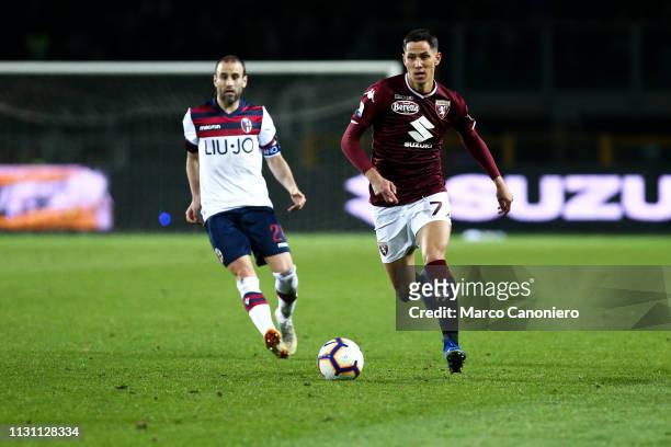 Sasa Lukic of Torino FC in action during the Serie A football match between Torino Fc and Bologna Fc. Bologna Fc wins 3-2 over Torino Fc.