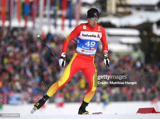 Qiang Wang of China during the Women's Cross Country Sprint Qualification at the Stora Enso FIS Nordic World Ski Championships on February 21, 2019...