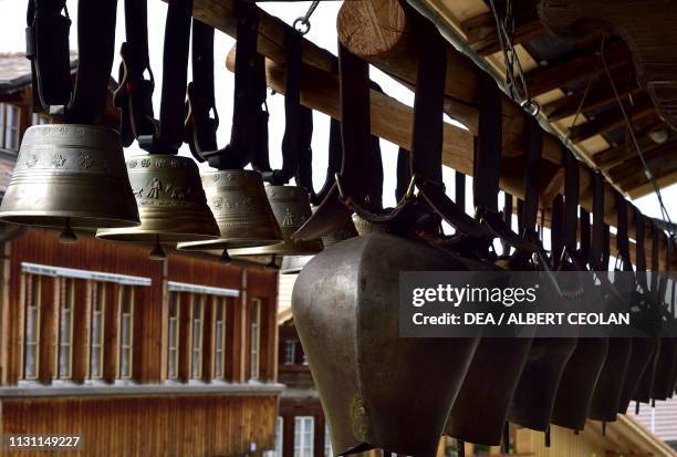 Hung cowbells, Emmental Valley, Canton of Bern, Switzerland.