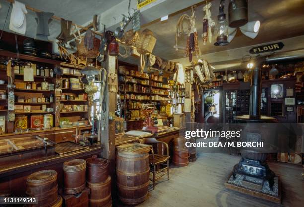 Reconstruction of an emporium in the Shelburne Museum, museum of American folk art, Shelburne, Vermont, USA.