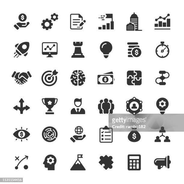 business glyph icons. pixel perfect. for mobile and web. contains such icons as business strategy, consulting, finance, management, human resources, start up, teamwork. - business stock illustrations