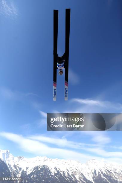 Evgeniy Klimov of Russia during Ski Jump training ahead of the Stora Enso FIS Nordic World Ski Championships on February 21, 2019 in Innsbruck,...