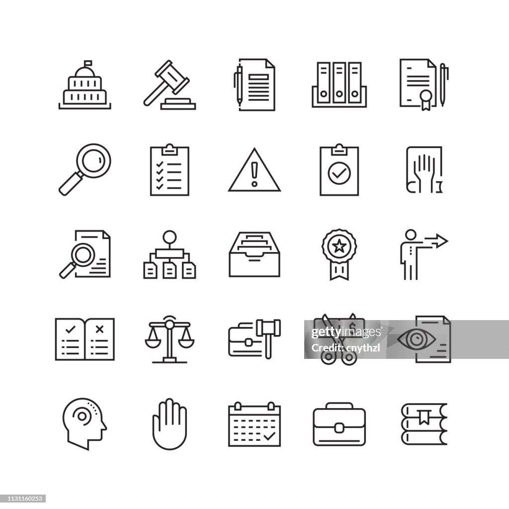 Compliance und Vorschriften verwandte Vector Line Icons