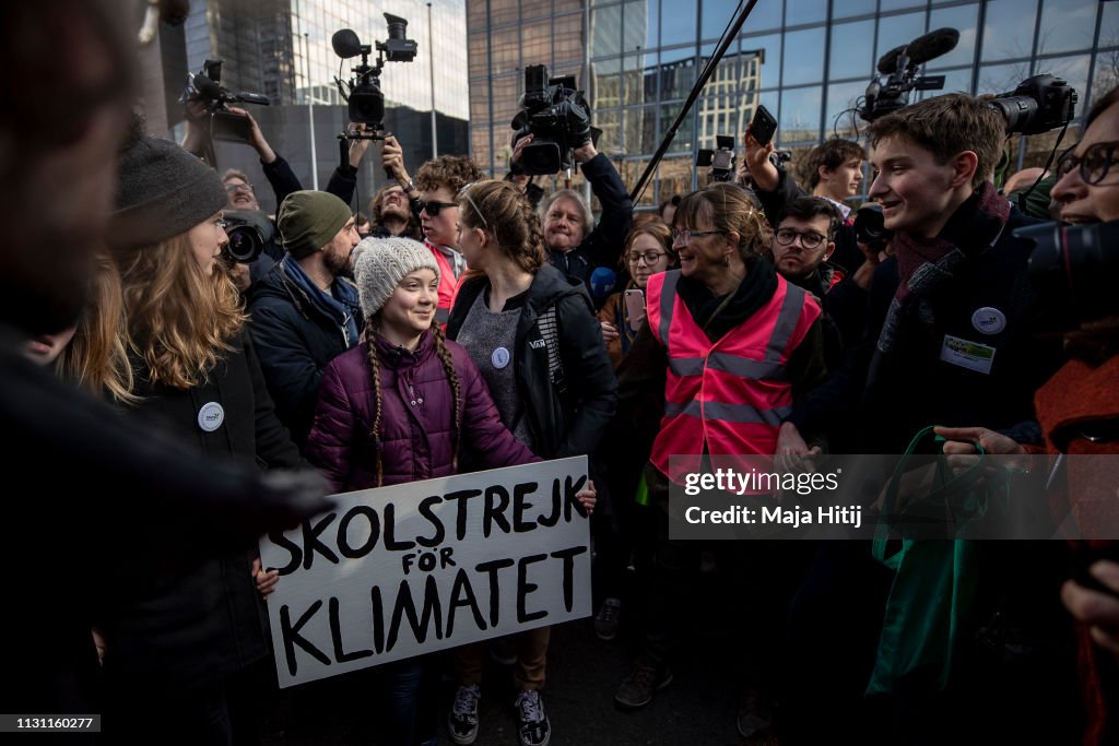 Greta Thunberg Speaks In Brussels, Attends Protest March