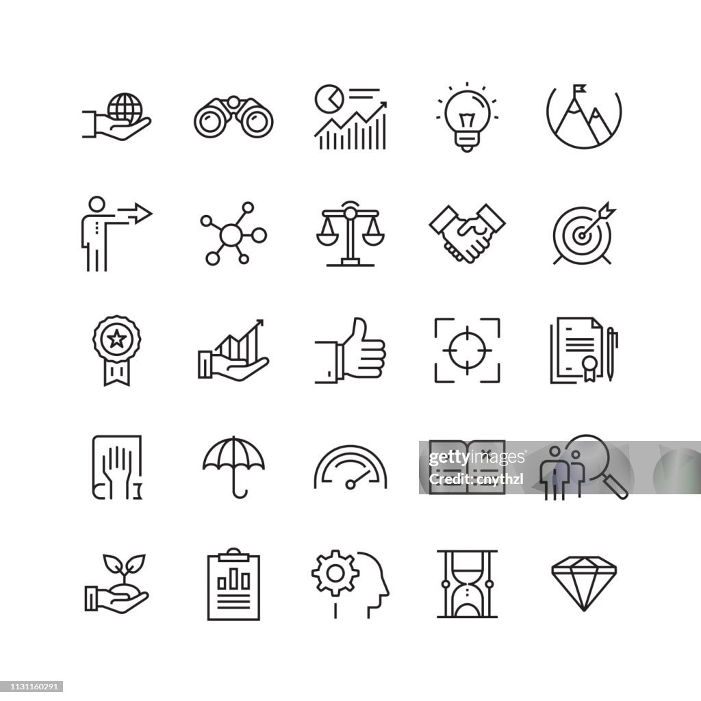 Core Values Related Vector Line Icons