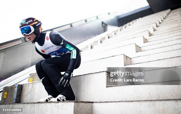 Ryoyu Kobayashi of Japan is seen during the ski jumping training of the FIS Nordic World Ski Championships on February 21, 2019 in Innsbruck, Austria.