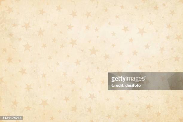vector illustration of a semi seamless background (design only, not grunge) in vintage style, beige colored stars, swirls on a pale grunge light brown starry background. - beige stock illustrations