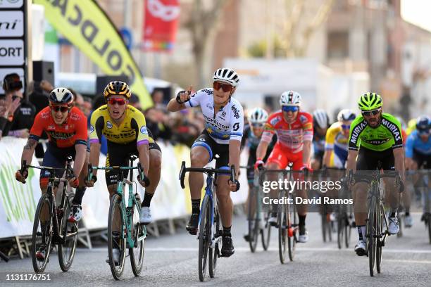 Sprint / Arrival / Matteo Trentin of Italy and Team Mitchelton Scott /Celebration / Danny Van Poppel of Netherlands and Team Jumbo Visma / Ivan...