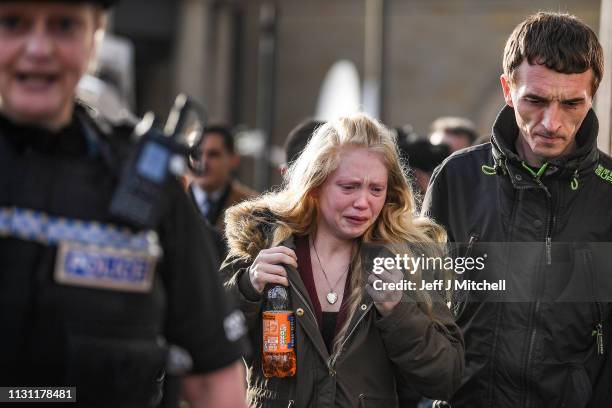 Alesha MacPhail's mother, Georgina Lochrane leaves Glasgow High Court following the verdict delivered on February 21, 2019 in Glasgow, Scotland. A...