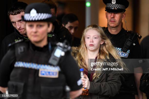 Alesha MacPhail's mother, leaves Glasgow High Court following the verdict delivered on February 21, 2019 in Glasgow, Scotland. A 16-year-old boy has...