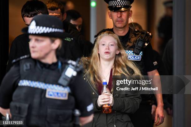 Alesha MacPhail's mother, Georgina Lochrane leaves Glasgow High Court following the verdict delivered on February 21, 2019 in Glasgow, Scotland. A...
