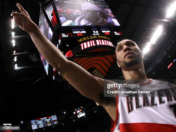 Brandon Roy of the Portland Trail Blazers walks off the court after overcoming a 23 point deficit to defeat the Dallas Mavericks 84-82 in Game Four...