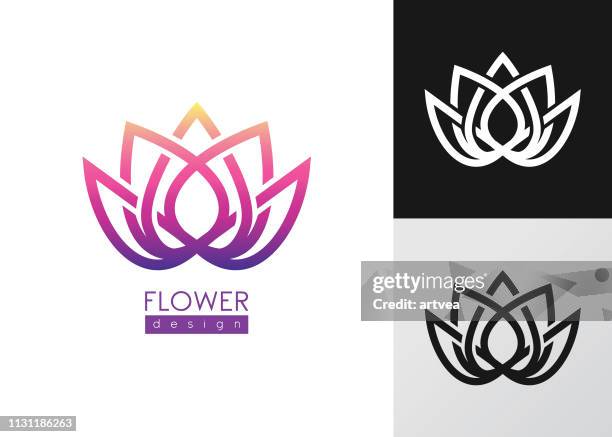 ilustrações, clipart, desenhos animados e ícones de molde criativo do projeto do logotipo do vetor da inspiração da flor. - hotel